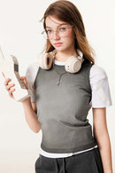 Washed Gradient Distressed Active Tank - Dark Gray