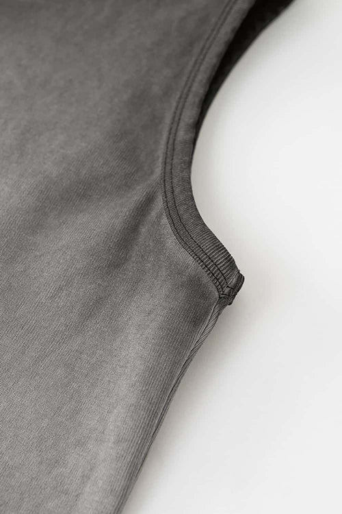 Washed Gradient Distressed Active Tank - Dark Gray