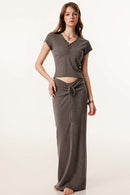 Ruched Bodycon Skirt - Coffee