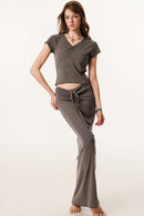 Ruched Bodycon Skirt - Coffee