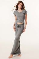 Ruched Bodycon Skirt - Medium Gray