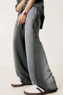 Washed Gradient Curved Sport Pants - Dark Gray