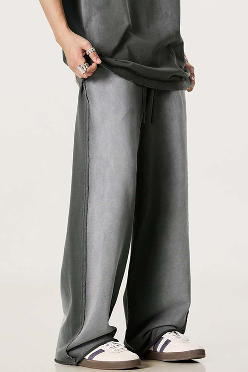 Washed Gradient Curved Sport Pants - Dark Gray