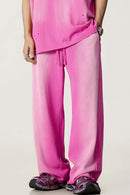 Washed Gradient Curved Sport Pants - Rose Pink
