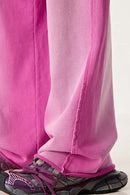 Washed Gradient Curved Sport Pants - Rose Pink