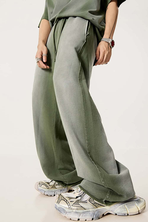 Washed Gradient Curved Sport Pants - Vintage Army Green