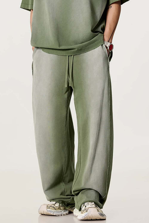 Washed Gradient Curved Sport Pants - Vintage Army Green