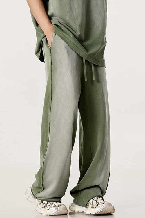 Washed Gradient Curved Sport Pants - Vintage Army Green