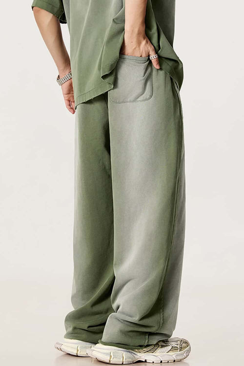 Washed Gradient Curved Sport Pants - Vintage Army Green