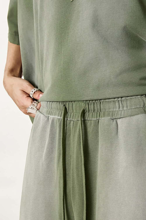 Washed Gradient Curved Sport Pants - Vintage Army Green