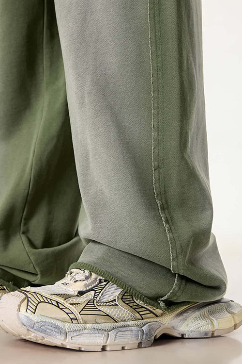 Washed Gradient Curved Sport Pants - Vintage Army Green