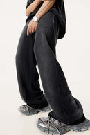 Washed Gradient Curved Sport Pants - Vintage Black