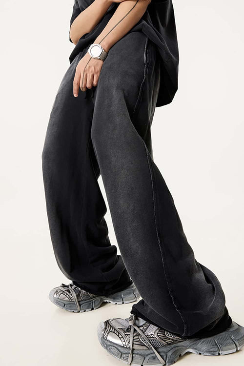 Washed Gradient Curved Sport Pants - Vintage Black