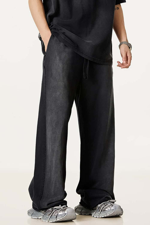 Washed Gradient Curved Sport Pants - Vintage Black