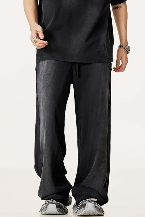 Washed Gradient Curved Sport Pants - Vintage Black