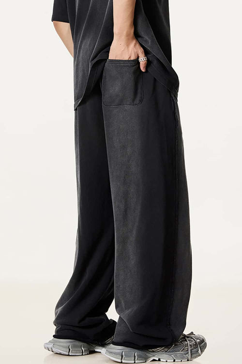 Washed Gradient Curved Sport Pants - Vintage Black