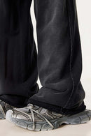 Washed Gradient Curved Sport Pants - Vintage Black