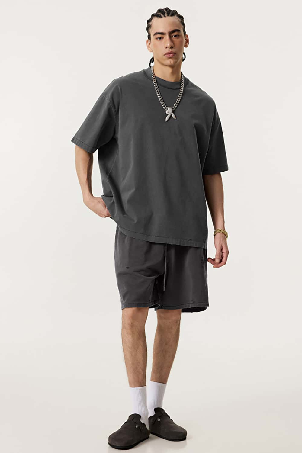 Vintage Washed Loose-Fit Athletic Shorts