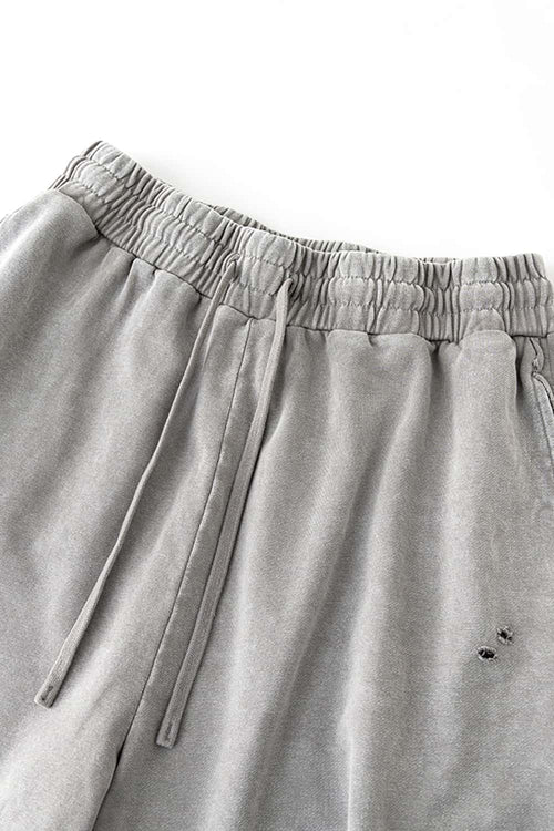 Over-Knee Washed Wax-Dyed Shorts - Medium Gray