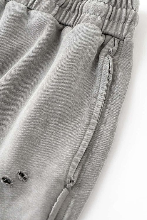 Over-Knee Washed Wax-Dyed Shorts - Medium Gray