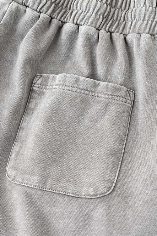 Over-Knee Washed Wax-Dyed Shorts - Medium Gray