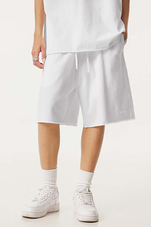 Over-Knee Washed Wax-Dyed Shorts - Off White