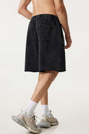 Over-Knee Washed Wax-Dyed Shorts - Vintage Black