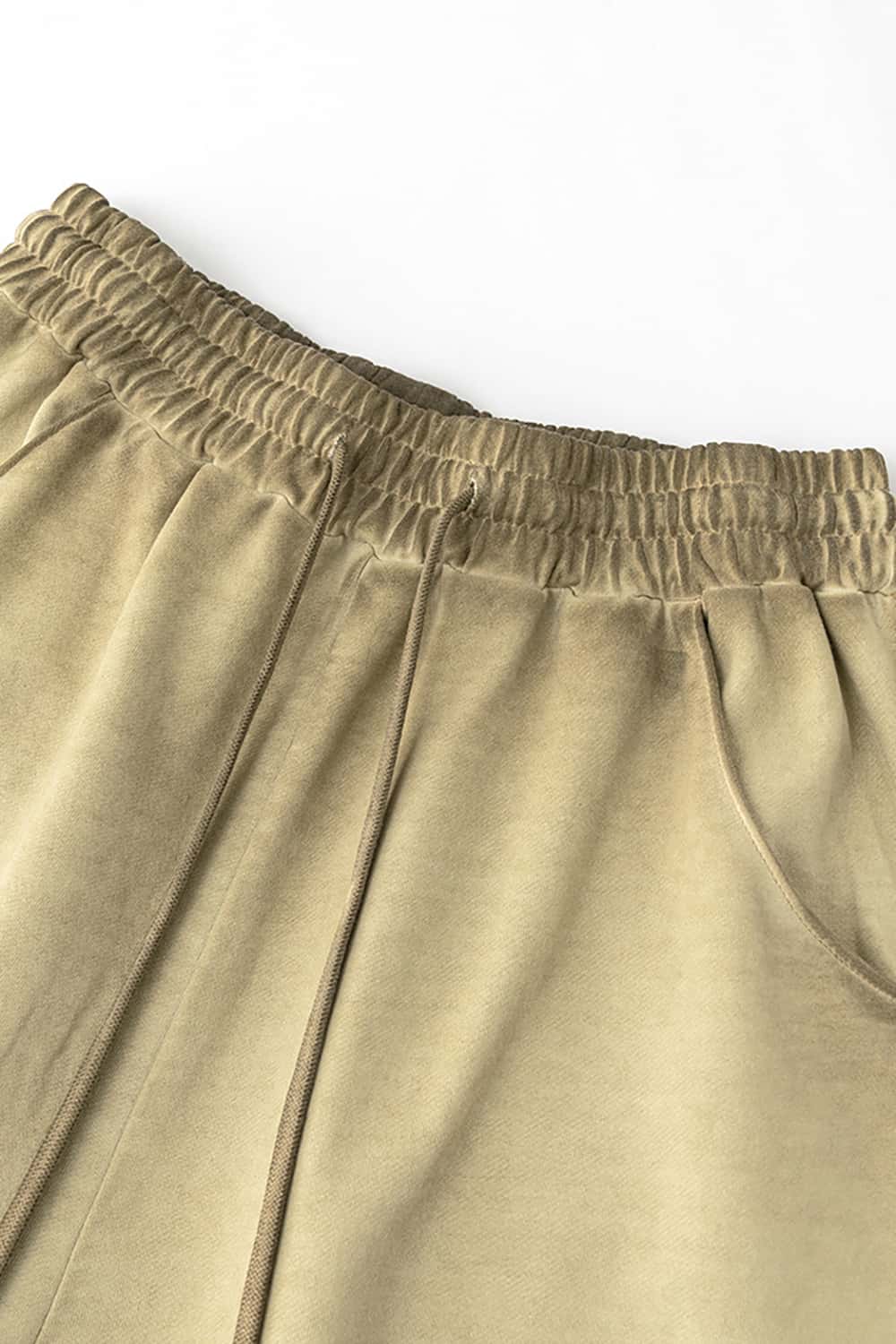 Heavyweight Drawstring Casual Sports Shorts with Vintage Raw Hem
