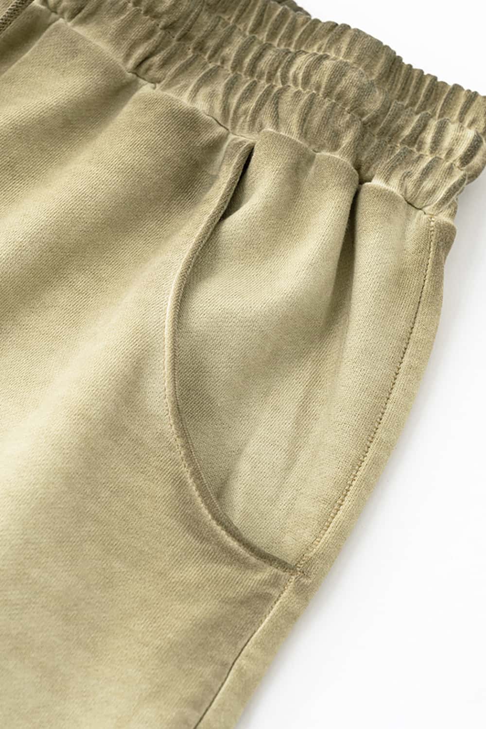 Heavyweight Drawstring Casual Sports Shorts with Vintage Raw Hem