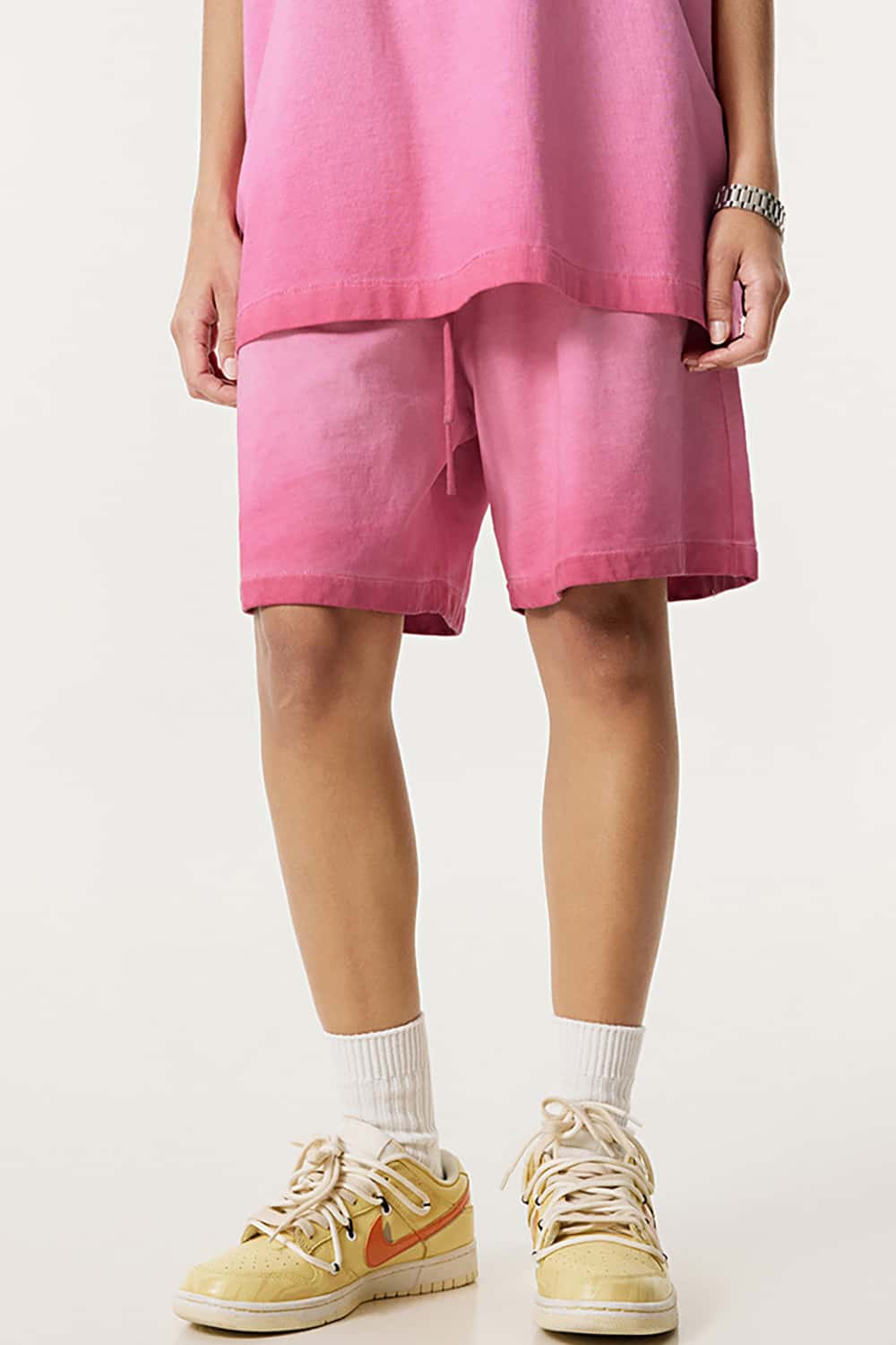 Heavyweight Drawstring Casual Sports Shorts with Vintage Raw Hem