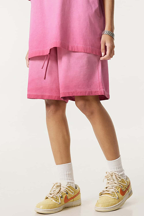 Heavyweight Washed Drawstring Active Shorts - Washed Rose Red