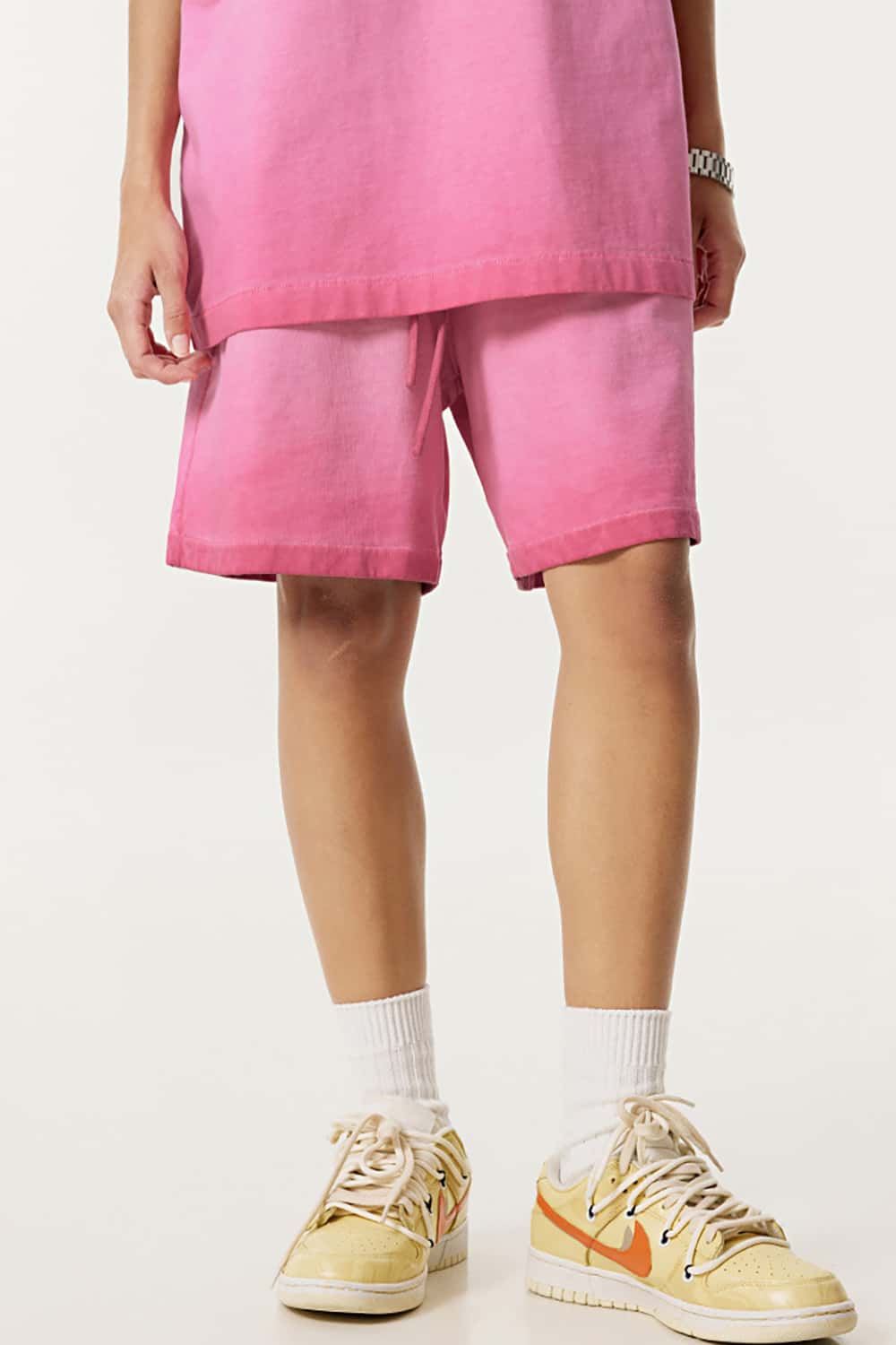 Heavyweight Drawstring Casual Sports Shorts with Vintage Raw Hem