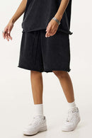 Washed Rolled-Hem Relaxed Shorts - Vintage Black