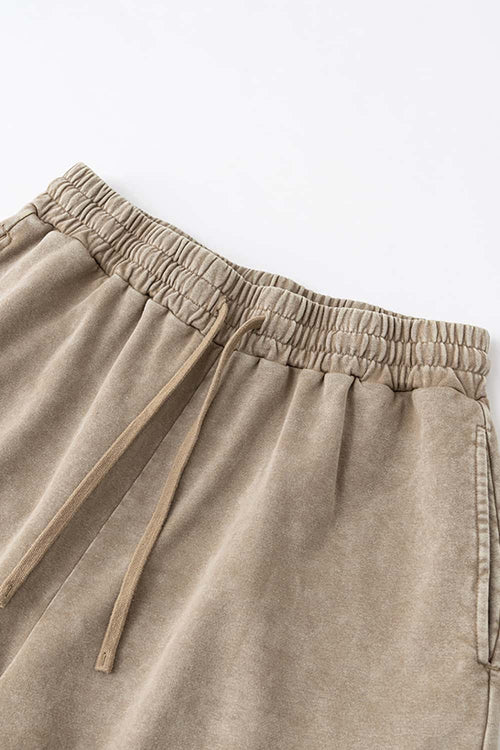 Washed Rolled-Hem Relaxed Shorts - Vintage Khaki