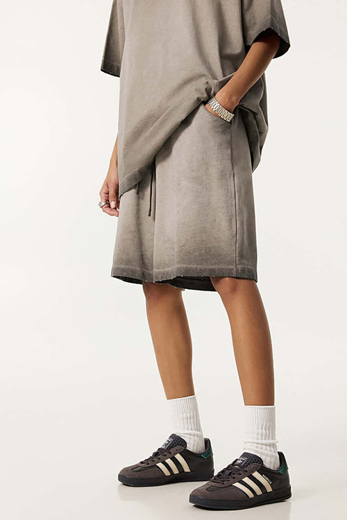 Reverse-Wash Gradient Sweat Shorts - Washed Coffee