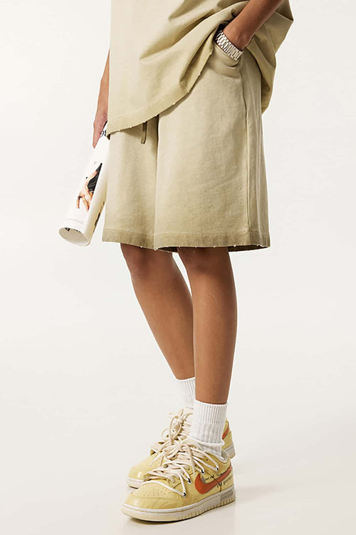 Reverse-Wash Gradient Sweat Shorts - Washed Khaki