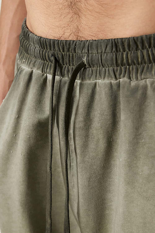 Reverse-Wash Gradient Sweat Shorts - Washed Military Green