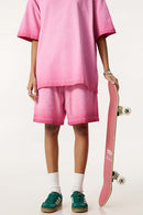 Reverse-Wash Gradient Sweat Shorts - Washed Rose Red