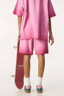 Reverse-Wash Gradient Sweat Shorts - Washed Rose Red