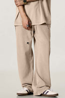Washed Distressed Straight-Leg Sweatpants - Vintage Khaki