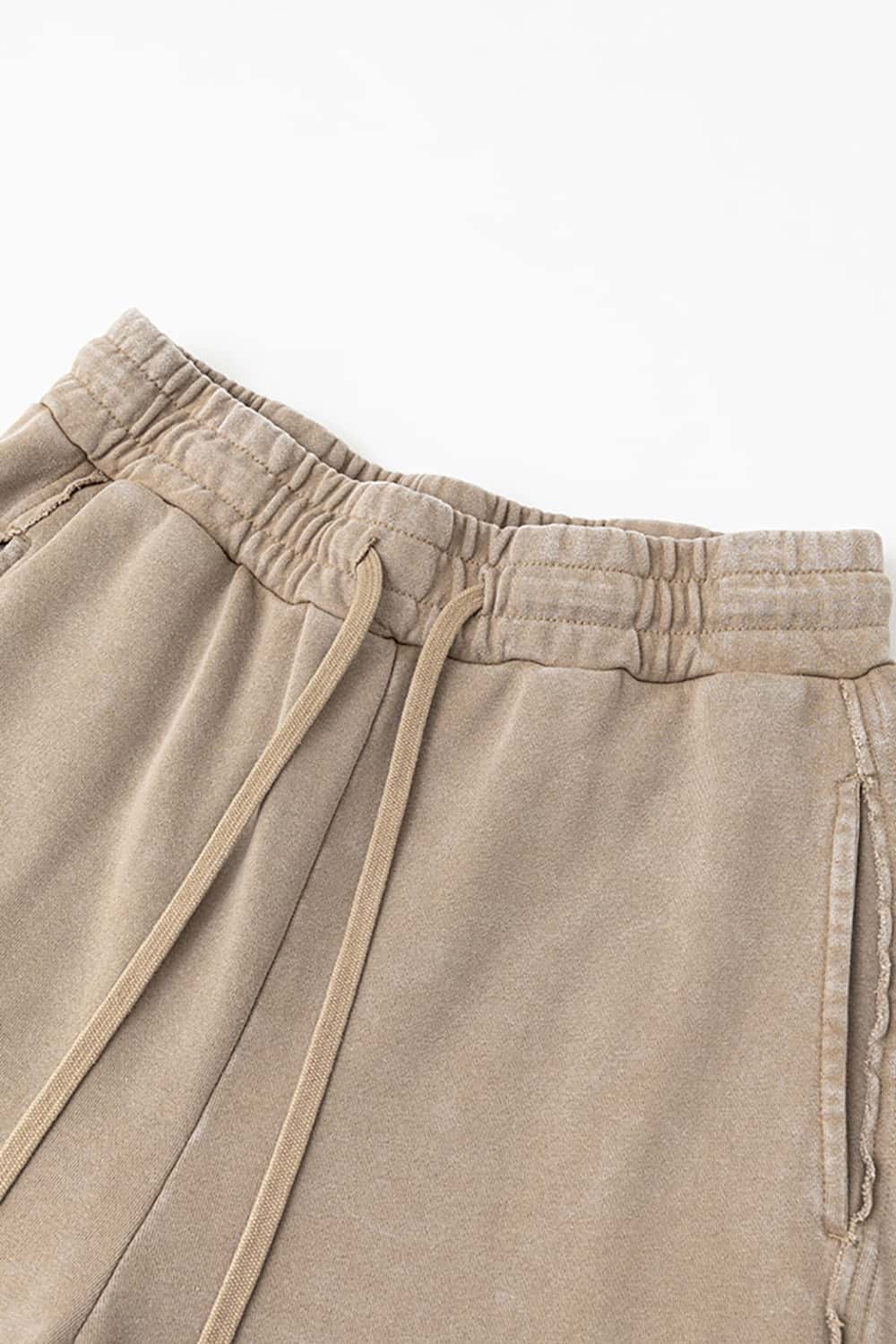 Vintage Washed Distressed Straight-Leg Sweatpants with Rolled Hem