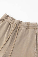 Washed Distressed Straight-Leg Sweatpants - Vintage Khaki