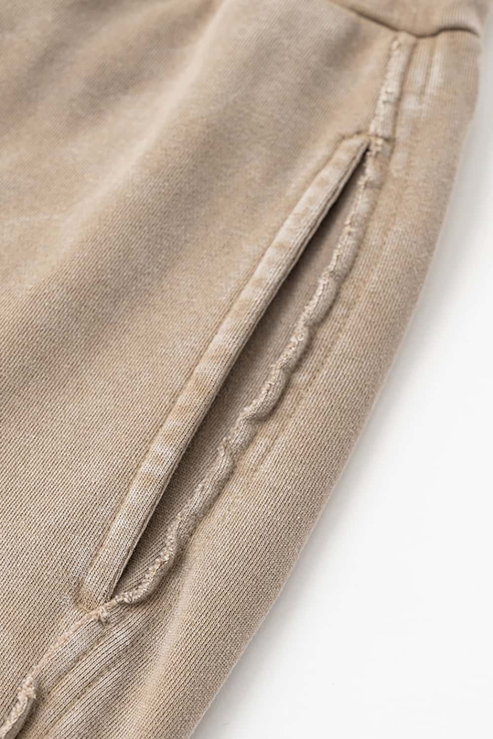 Vintage Washed Distressed Straight-Leg Sweatpants with Rolled Hem
