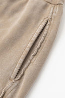 Washed Distressed Straight-Leg Sweatpants - Vintage Khaki