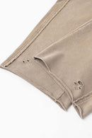 Washed Distressed Straight-Leg Sweatpants - Vintage Khaki