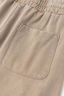 Washed Distressed Straight-Leg Sweatpants - Vintage Khaki