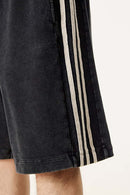 Washed Three-Stripe Casual Shorts - Vintage Black