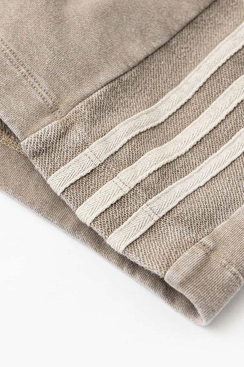 Washed Three-Stripe Casual Shorts - Vintage Khaki