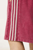 Washed Three-Stripe Casual Shorts - Vintage Red
