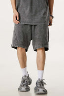 Acid Wash Side Stripe Shorts - Dark Gray